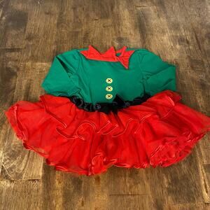Koala Kids elf Santa Christmas green reed‎ tutu long sleeve dress SIZE 12-18M
